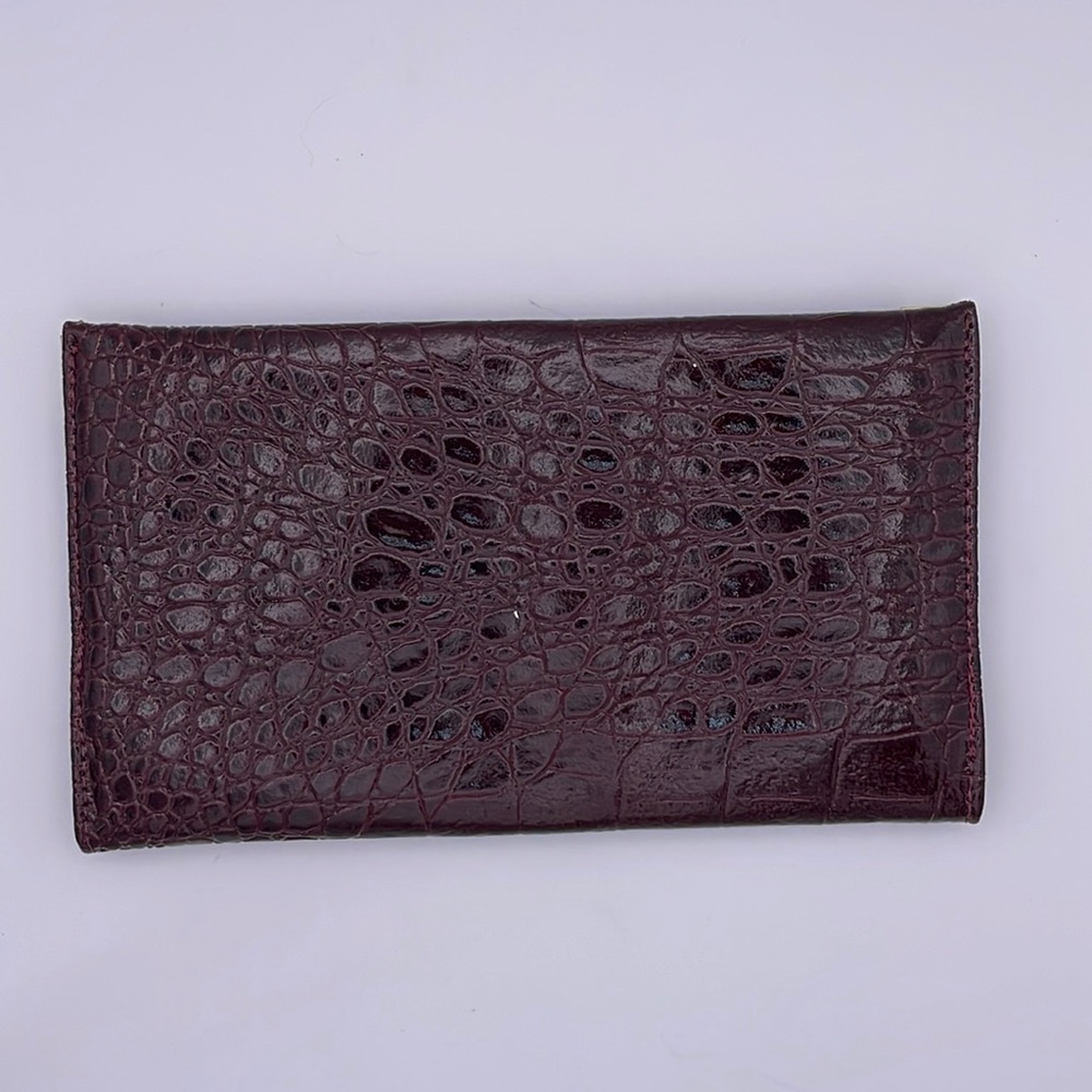 Vintage maroon leather wallet snake skin